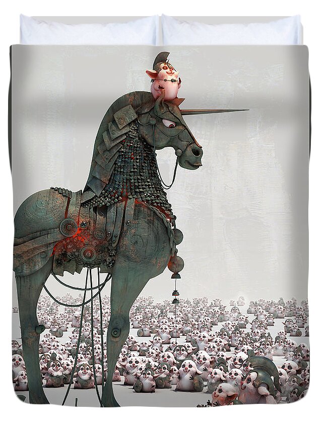 Portrait Duvet Cover featuring the digital art Offering by Te Hu