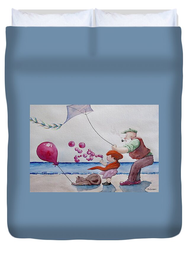 Painting Duvet Cover featuring the painting Oh My Bubbles by Geni Gorani