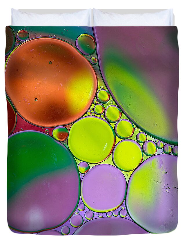 Oil Duvet Cover featuring the photograph Oil and Water Z by Rebecca Cozart