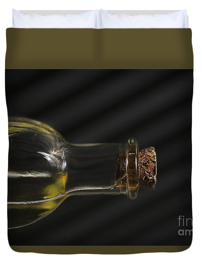Oil Duvet Cover featuring the photograph Oil Bottle Cork 1092A by Steve Somerville