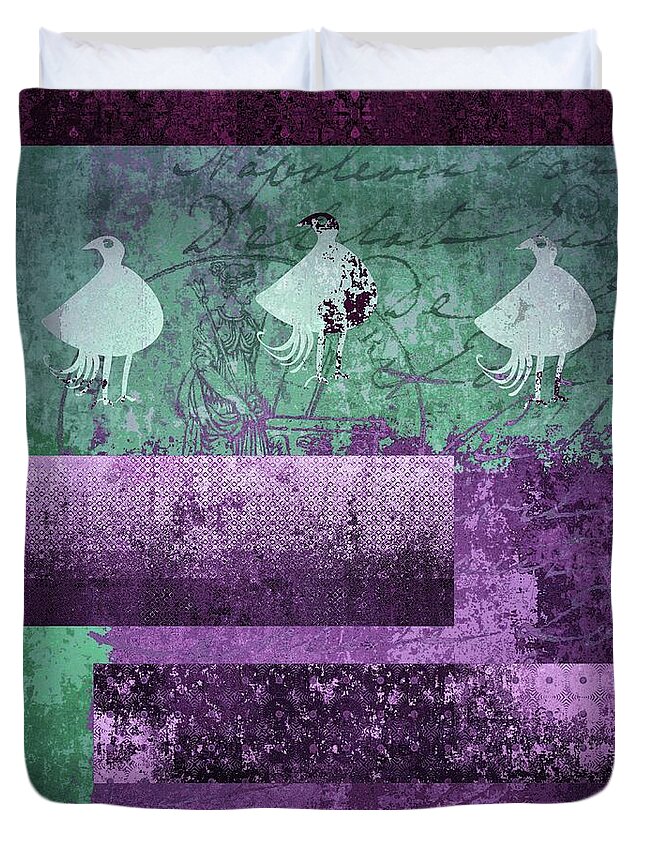 Birds Duvet Cover featuring the digital art Oiselot 01 - j097179222-bl02a by Variance Collections