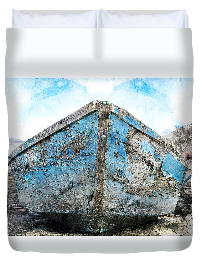 Boat Duvet Cover featuring the photograph Old Blue # 2 by Ed Hall