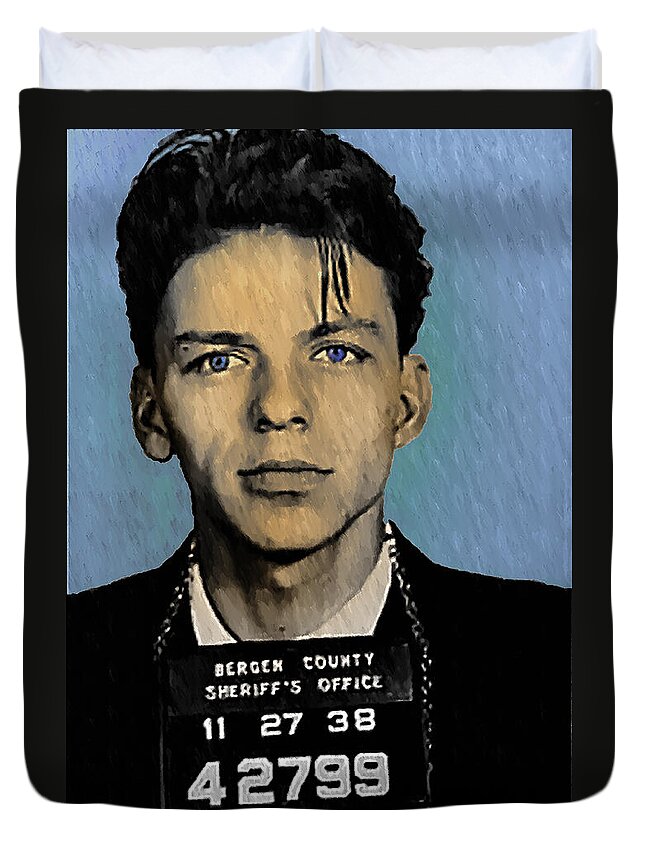 Old Blue Eyes Duvet Cover featuring the digital art Old Blue Eyes - Frank Sinatra by Digital Reproductions