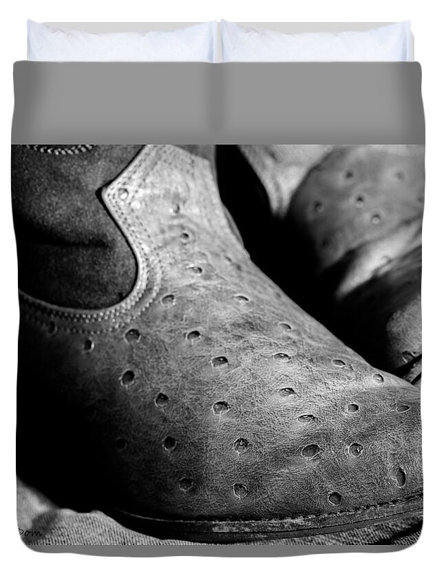 Texas Duvet Cover featuring the photograph Old Boots by Erich Grant