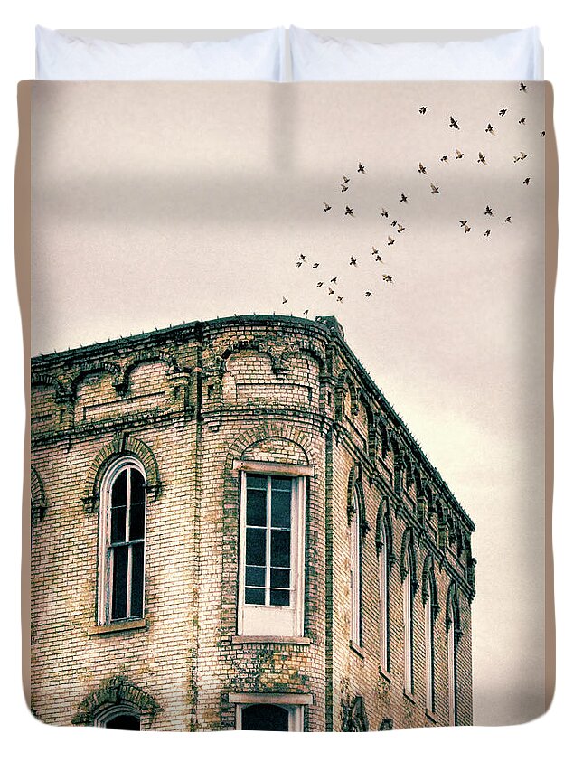 Brick Duvet Cover featuring the photograph Old Building by Jill Battaglia
