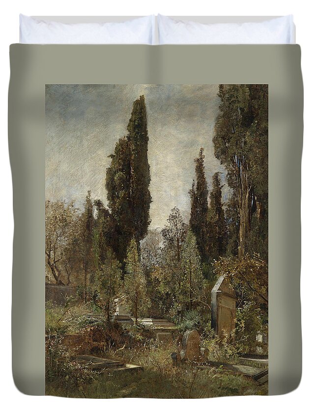 Marie Egner Duvet Cover featuring the painting Old Cemetery by Marie Egner