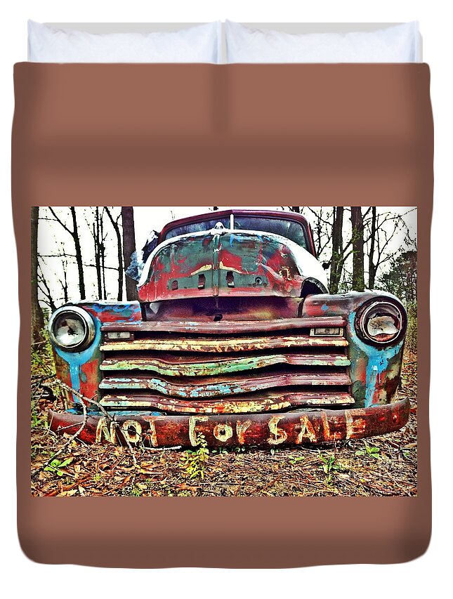Chevy Duvet Cover featuring the photograph Old Chevy Truck with Graffiti by T Lowry Wilson