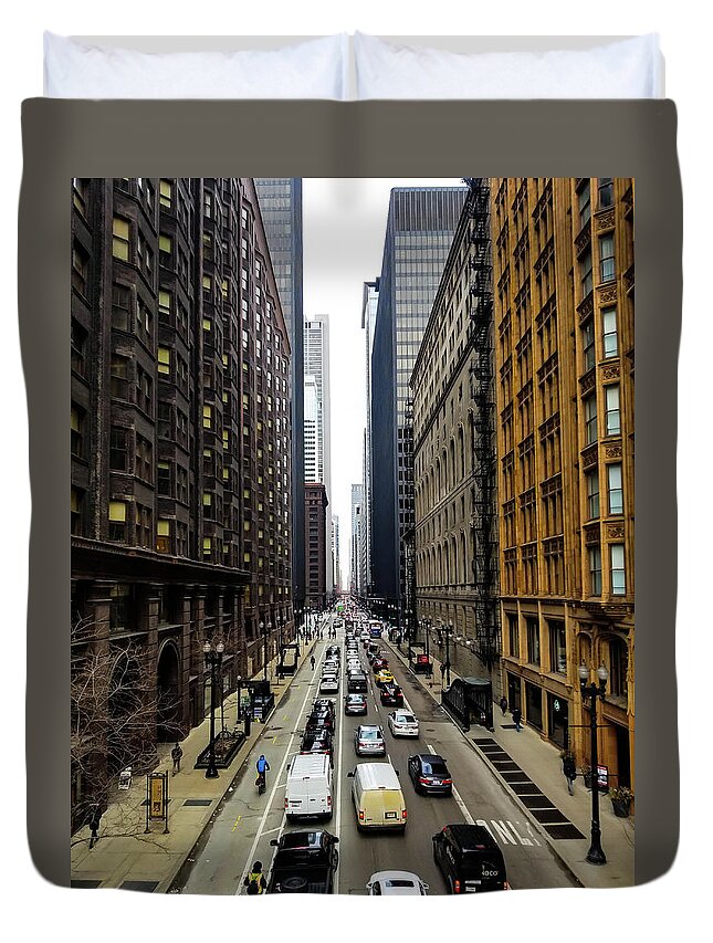 Chicago Duvet Cover featuring the photograph Old Chicago Skyscrapers 1890's by Britten Adams