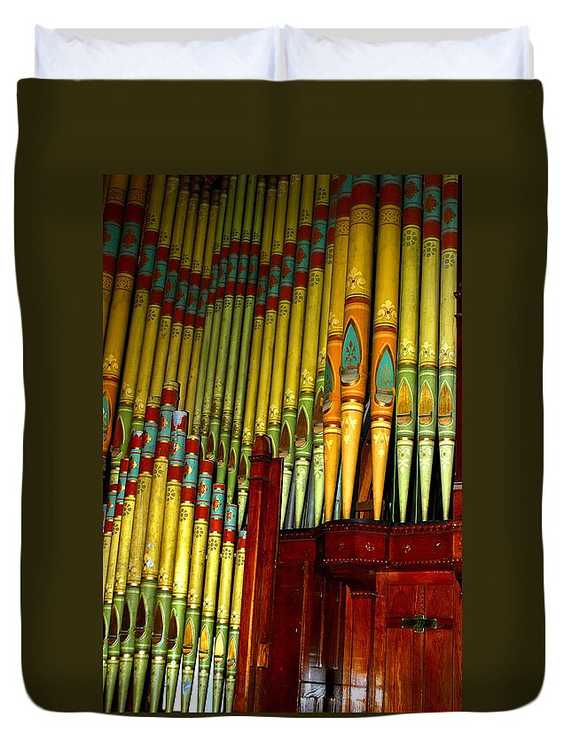 Organ Duvet Cover featuring the photograph Old Church Organ by Anthony Jones