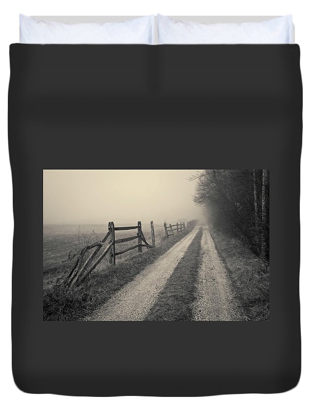 Old Duvet Cover featuring the photograph Old Farm Road Toned by David Gordon