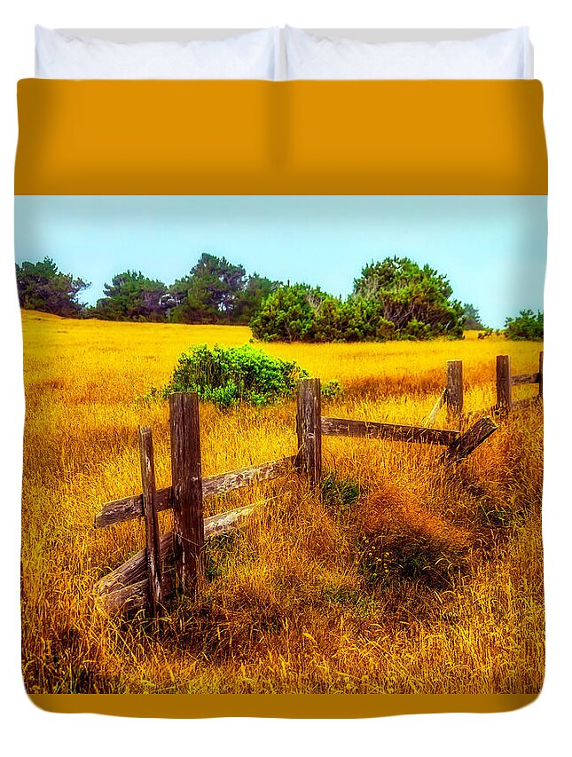 Old Duvet Cover featuring the photograph Old Fence Summer Pastures by Garry Gay
