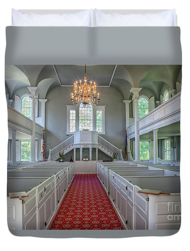 Church Duvet Cover featuring the photograph Old First Church Interior by Rod Best