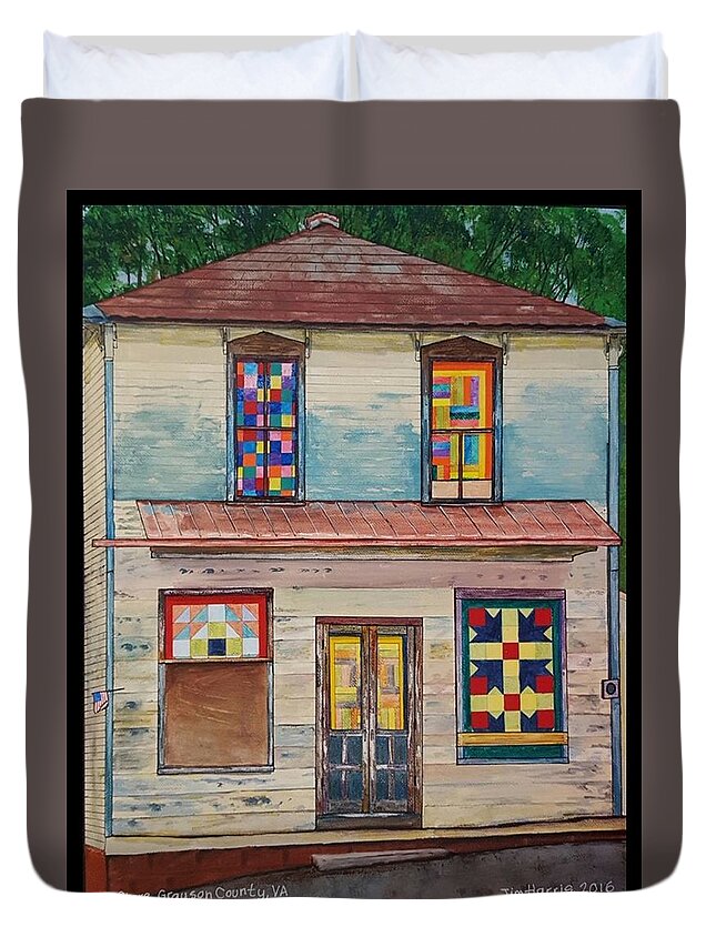 Store Duvet Cover featuring the painting Old Grayson County Store by Jim Harris