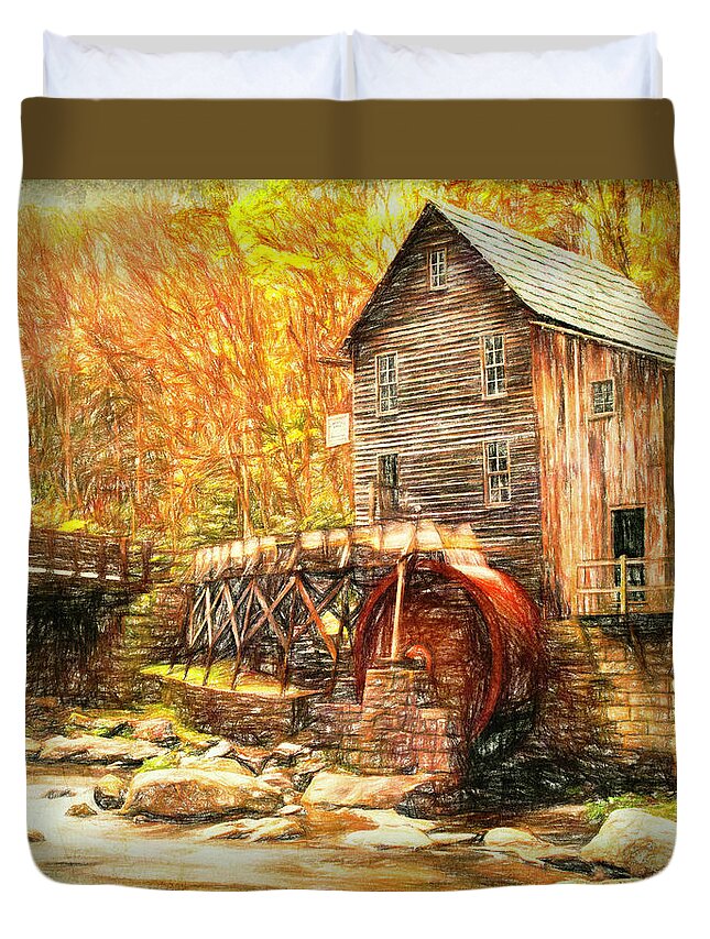 Grist Mill Duvet Cover featuring the photograph Old Grist Mill by Mark Allen
