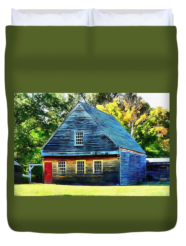 Iron Mill Duvet Cover featuring the digital art Old Historical home from early 1600s by Lilia S