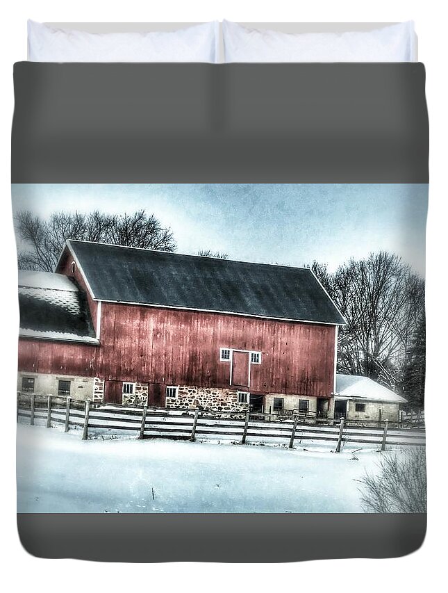 Barn Duvet Cover featuring the photograph Old Homestead Farm by Becky Kurth