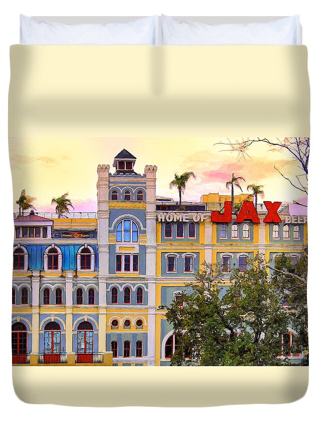 Jax Duvet Cover featuring the painting Old Jax Brewery New Orleans by Dominic Piperata