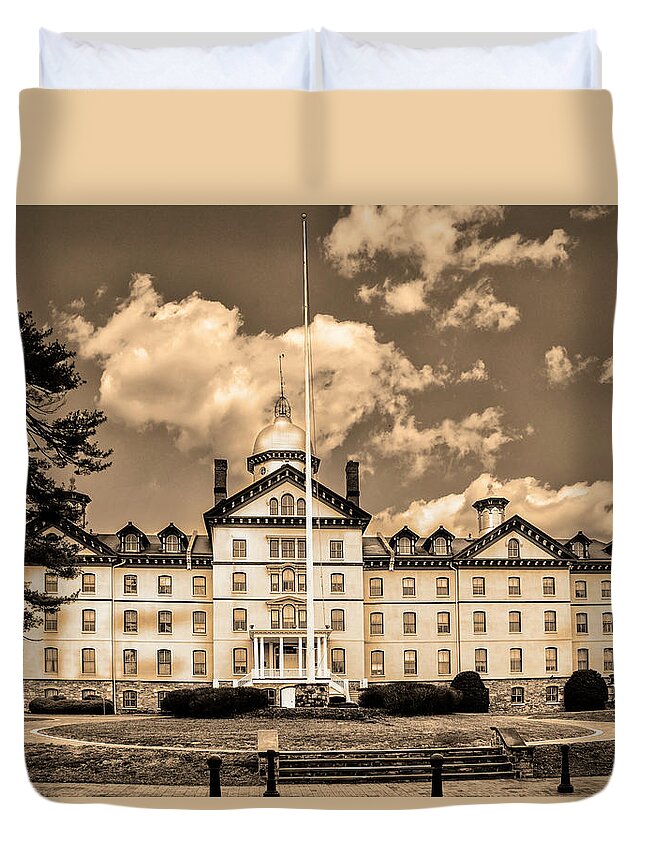 Old Duvet Cover featuring the photograph Old Main - Widener University - Chester Pa in Sepia by Bill Cannon