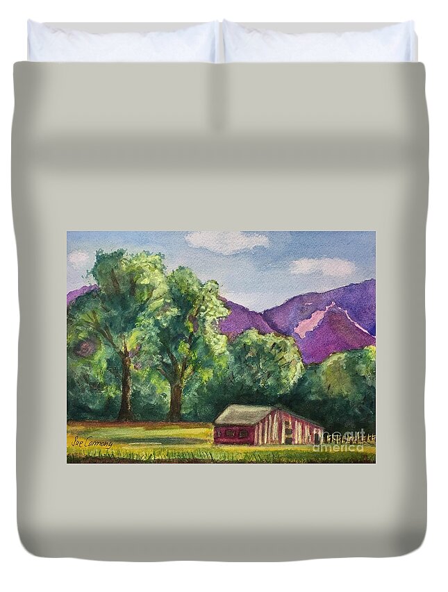 Old Barn Duvet Cover featuring the painting Old Memories by Sue Carmony