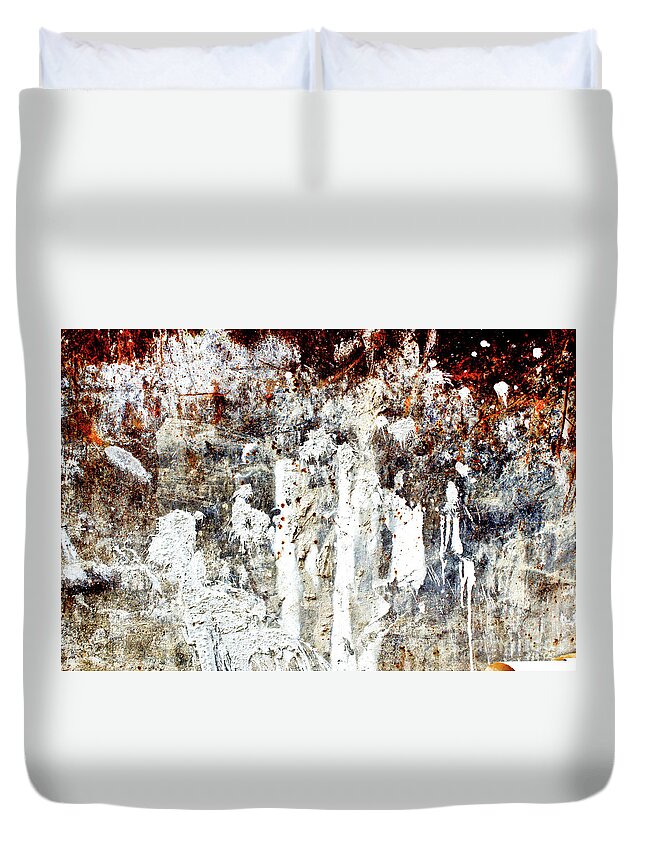 Abstract Duvet Cover featuring the photograph Old metal surface by Tom Gowanlock