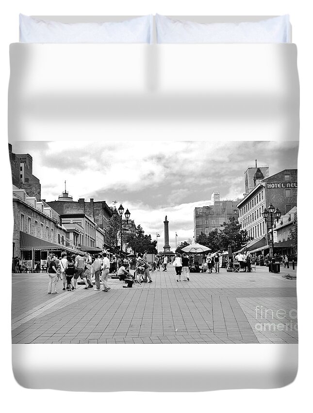Old Montreal Duvet Cover featuring the photograph Old Montreal Jacques Cartier Square by Reb Frost