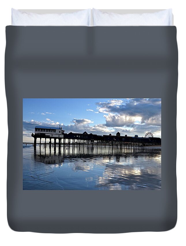#old Orchard Beach Duvet Cover featuring the photograph Old Orchard Beach Pier by Cornelia DeDona