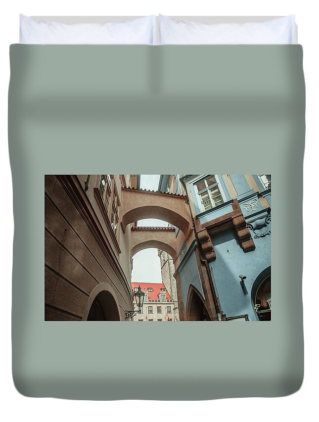 Jenny Rainbow Fine Art Photography Duvet Cover featuring the photograph Old Prague Architecture 1 by Jenny Rainbow