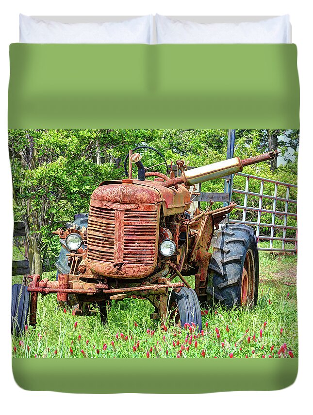 Agriculture Duvet Cover featuring the photograph Old Rusty Tractor by Savannah Gibbs