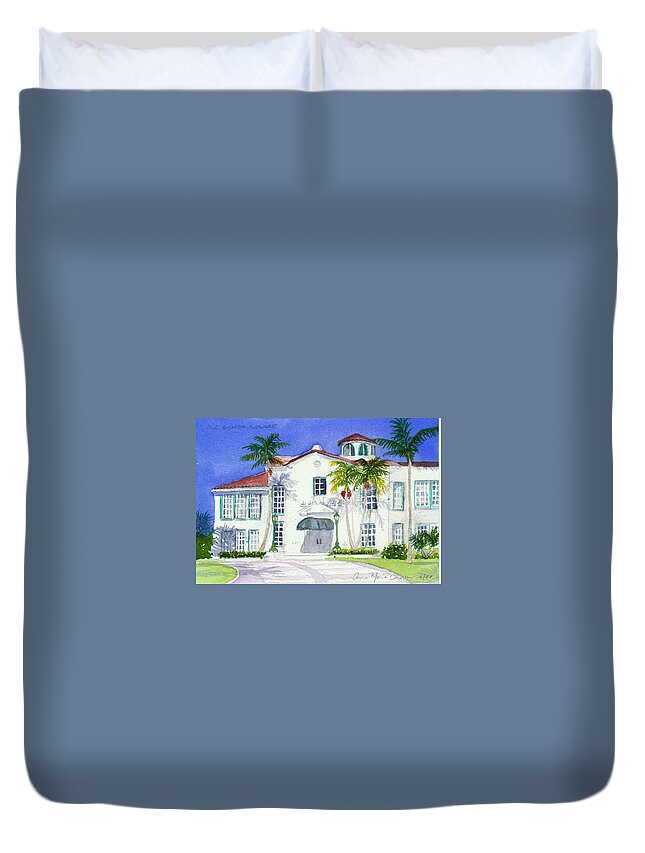 Old School Square Duvet Cover featuring the painting Old School Square by Anne Marie Brown