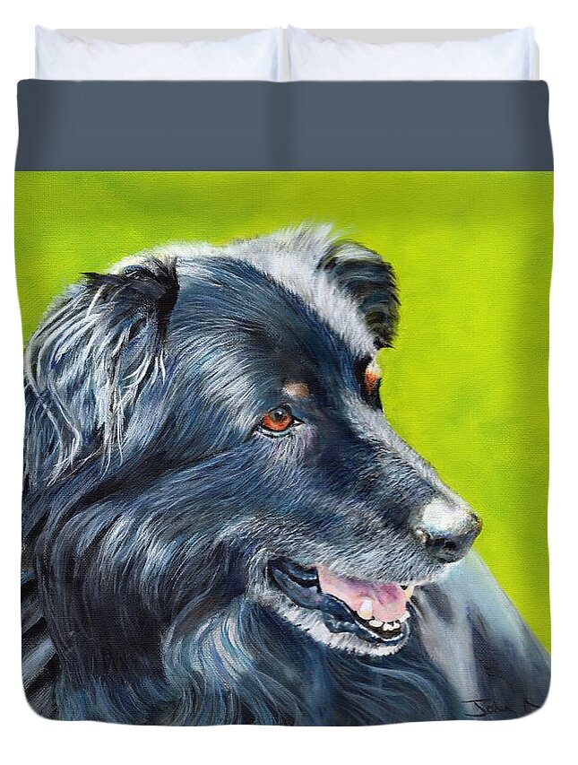 Dog Duvet Cover featuring the painting Old Shep by John Neeve