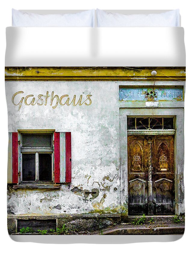 Austria Duvet Cover featuring the photograph Old traditional Austrian tavern by Wolfgang Stocker