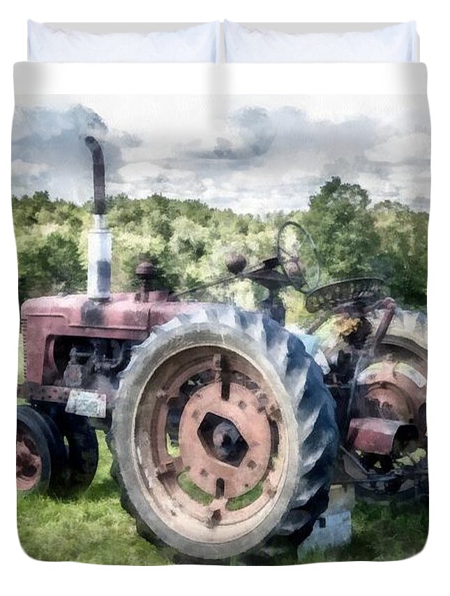 Old Vintage Tractor On The Farm Duvet Cover For Sale By Edward