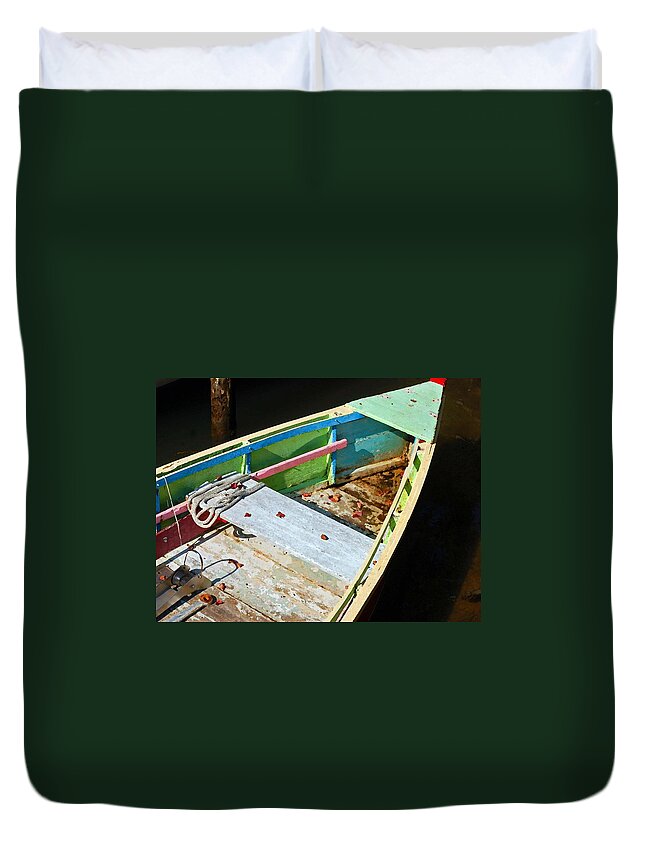 Pelican Duvet Cover featuring the digital art Old Work Boat by Michael Thomas