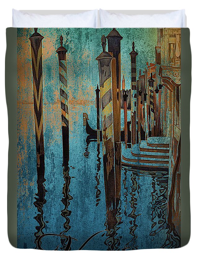Venice Duvet Cover featuring the digital art Old World Venice by Greg Sharpe