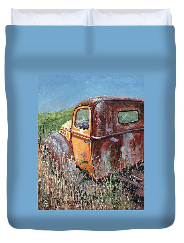 Timithy Duvet Cover featuring the painting Old yellow by Timithy L Gordon