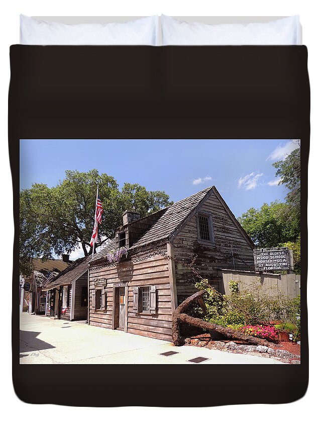 Oldest Duvet Cover featuring the photograph Oldest Wooden Schoolhouse by Gordon Beck