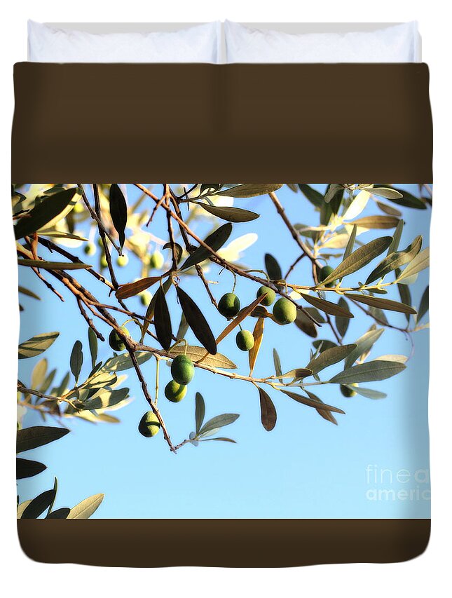 Symbol Duvet Cover featuring the photograph Olives and Branch by Angela Rath