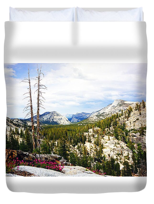 Wildflowers Duvet Cover featuring the photograph Olmstead Point Wildflowers Yosemite by Lawrence S Richardson Jr