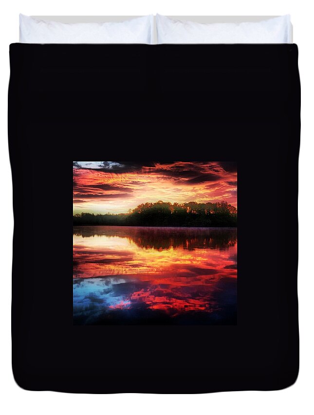 Beautiful Duvet Cover featuring the photograph Omega Institute - Lake On Fire by Gary Sumner