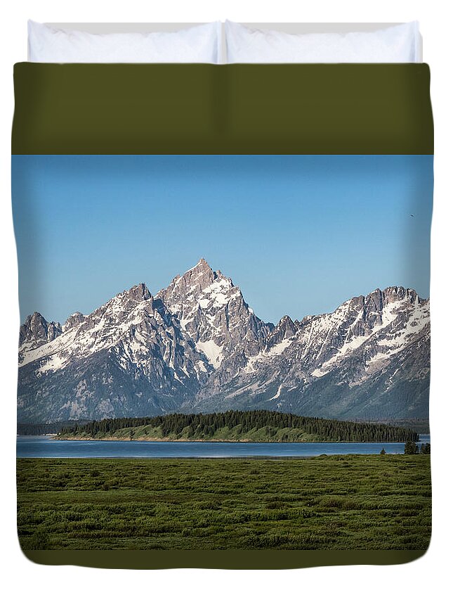 Grand Tetons Duvet Cover featuring the photograph On a Clear Day by Jan Davies