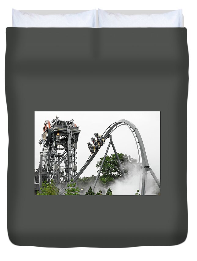 Park Duvet Cover featuring the photograph On a Rollercoaster by Adriana Zoon