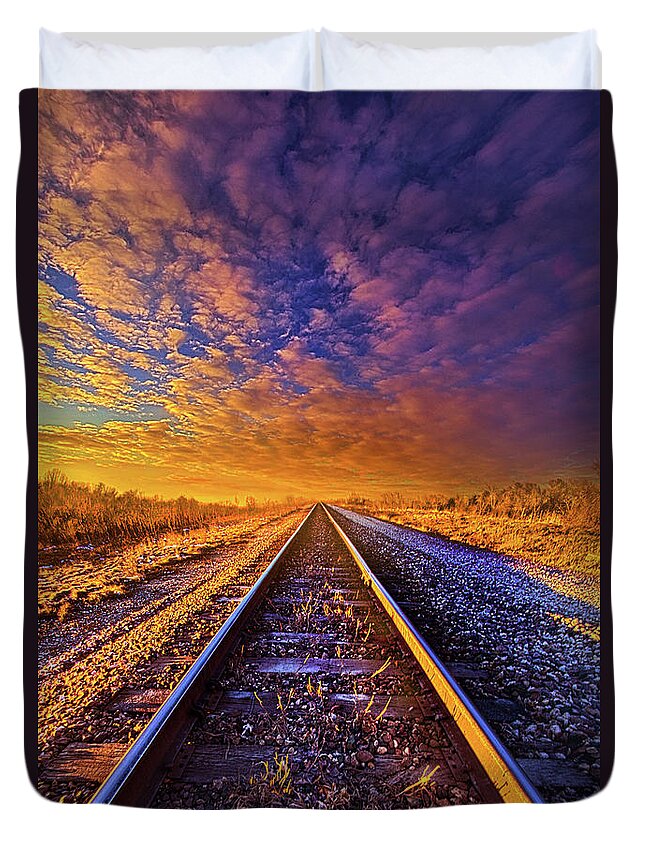 Field Duvet Cover featuring the photograph On A Train Bound For Nowhere by Phil Koch