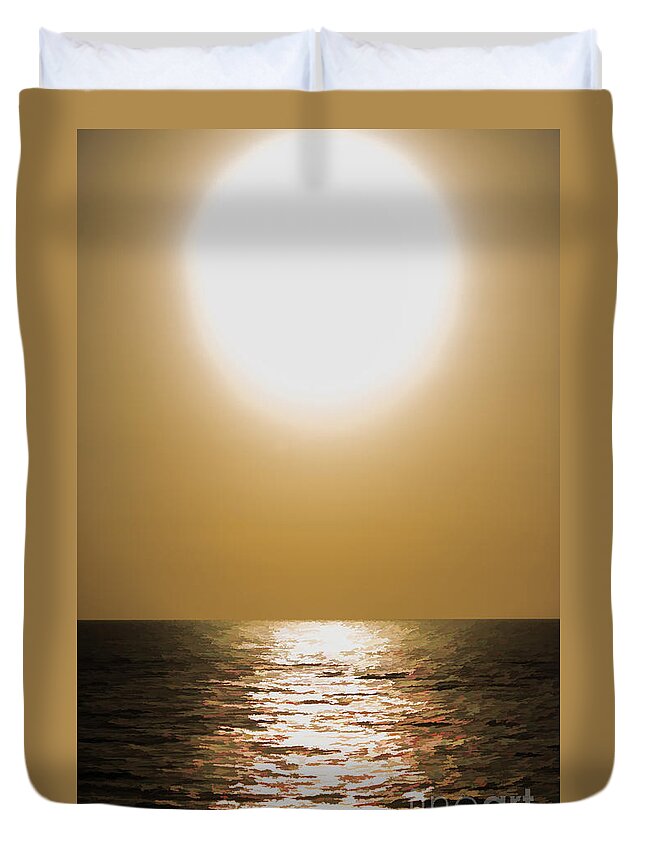 Sun Duvet Cover featuring the photograph On Golden Sunset by Roberta Byram