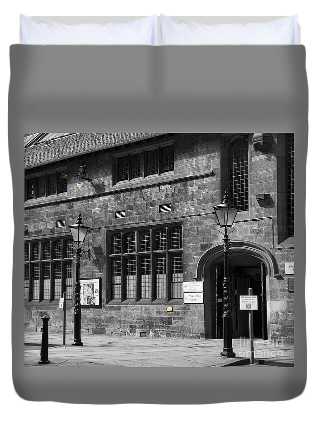Lamppost Duvet Cover featuring the photograph On guard. by Elena Perelman