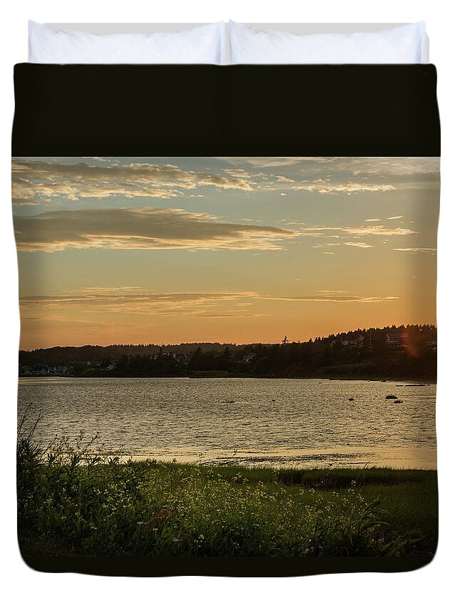 Bluffs By The Ocean Duvet Cover featuring the photograph On North Rustico Harbour by Chris Bordeleau
