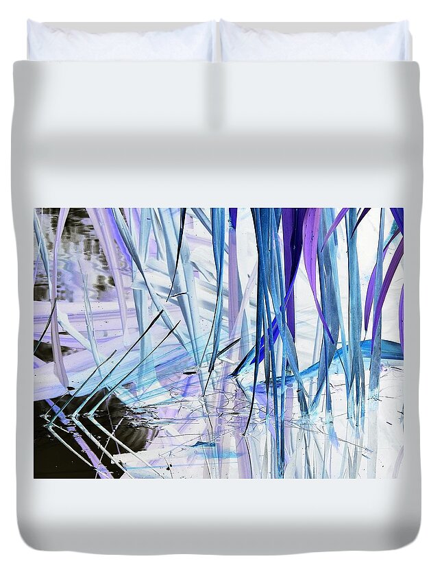 Surreal-nature-photos Duvet Cover featuring the digital art On Silver Pond I.C. by John Hintz