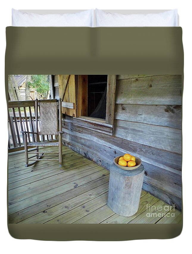Porch Duvet Cover featuring the photograph On The Back Porch by D Hackett