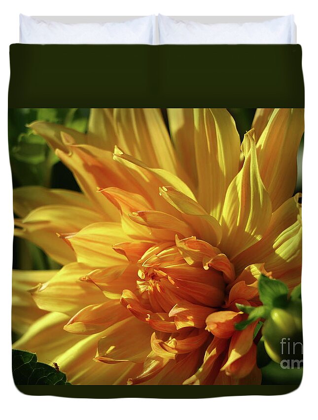 Yellow Sun Duvet Cover featuring the photograph On The Bright Side by Christiane Schulze Art And Photography