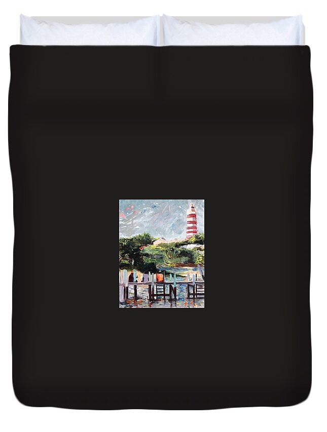 Hope Town Duvet Cover featuring the painting On the Dock by Josef Kelly