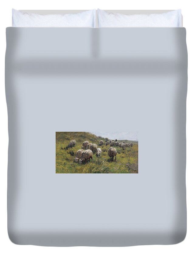 Animal Duvet Cover featuring the painting On the Dunes by Anton Mauve